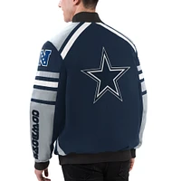 Veste universitaire G-III Extreme bleu marine/gris Dallas Cowboys Power Full-Snap pour hommes