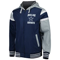 Veste à capuche réversible fermeture éclair et dos intégral Dallas Cowboys G-III Sports by Carl Banks pour homme, bleu marine/gris