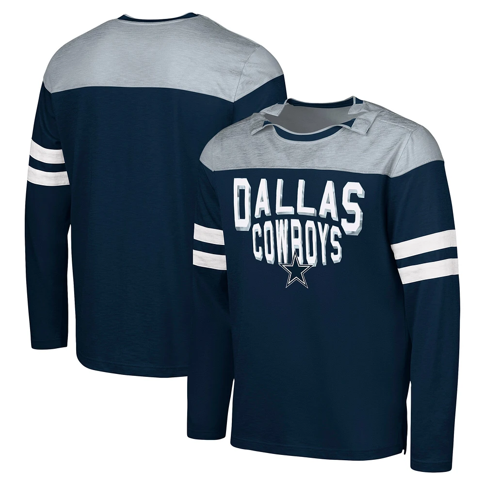 T-shirt à manches longues adaptatif G-III Sports by Carl Banks bleu marine/argent pour homme des Cowboys de Dallas