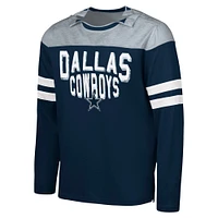 T-shirt à manches longues adaptatif G-III Sports by Carl Banks bleu marine/argent pour homme des Cowboys de Dallas