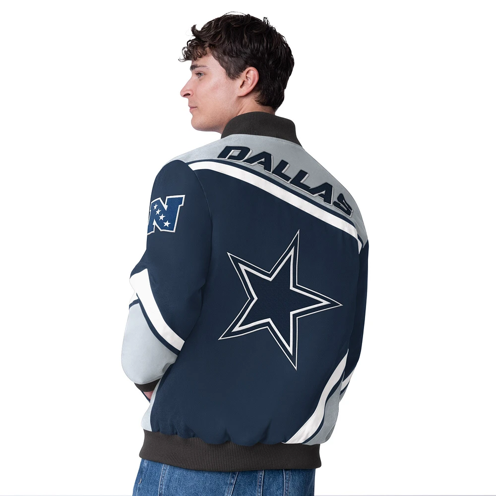 Veste à boutons-pression G-III Sports by Carl Banks pour homme, bleu marine, Dallas Cowboys Maximum Racing