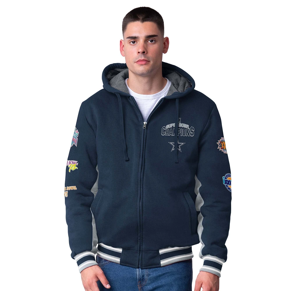 Veste à capuche zippée commémorative G-III Sports by Carl Banks pour homme, bleu marine, Dallas Cowboys No Huddle