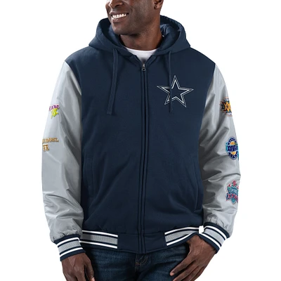 Veste à capuche entièrement zippée blocs de couleurs G-III Sports by Carl Banks pour hommes, bleu marine, Dallas Cowboys Player Option