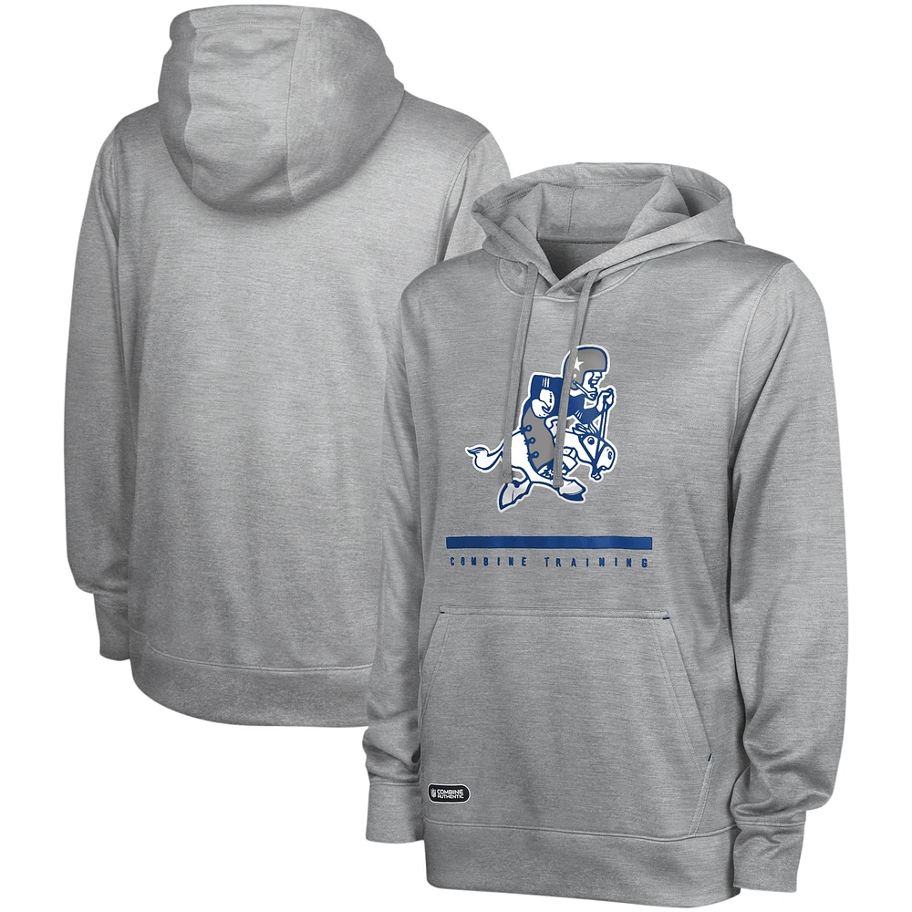 Men's Heather Gray Dallas Cowboys Grid Drill Retro Pullover Hoodie