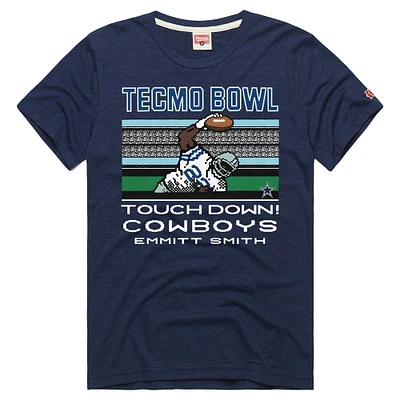 T-shirt à manches longues pour homme avec logo en hommage Emmitt Smith des Cowboys de Dallas Tecmo Bowl, joueur retraité, bleu marine