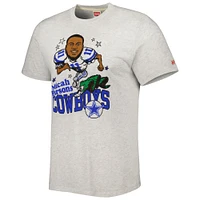 Men's Homage Micah Parsons Heathered Ash Dallas Cowboys Caricature Player Tri-Blend T-Shirt