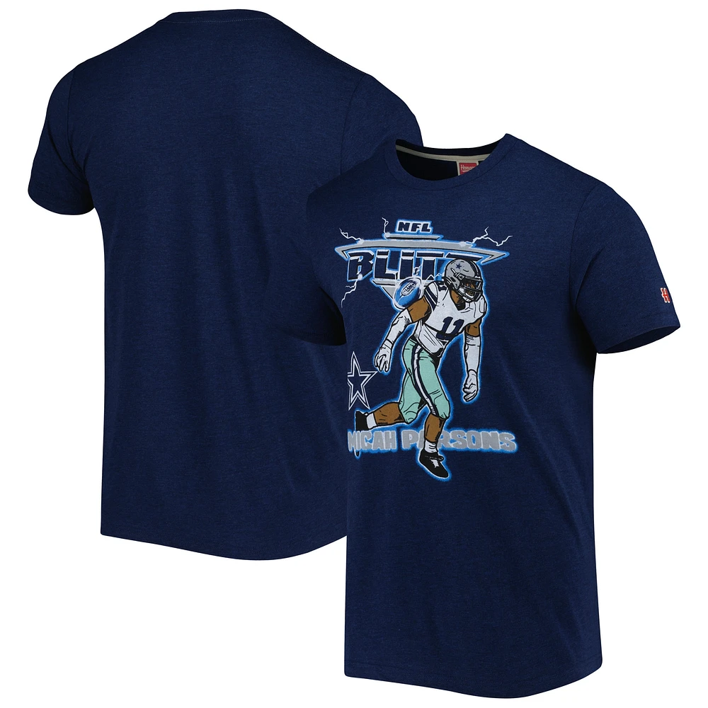 T-shirt à trois mélanges Hommage pour hommes Micah Parsons Heathered Heather Navy Dallas Cowboys NFL Blitz Player