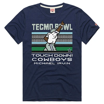 T-shirt à manches longues pour homme avec logo Michael Irvin des Cowboys de Dallas Tecmo Bowl, joueur retraité, bleu marine