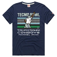 T-shirt à manches longues pour homme avec logo Michael Irvin des Cowboys de Dallas Tecmo Bowl, joueur retraité, bleu marine