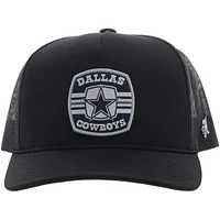 Men's HOOey Black Dallas Cowboys Patch Rope Trucker Adjustable Hat