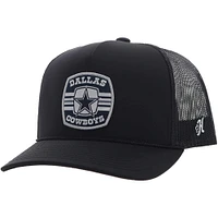 Men's HOOey Black Dallas Cowboys Patch Rope Trucker Adjustable Hat