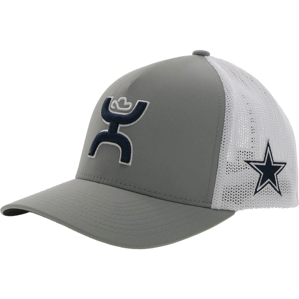 Casquette HOOey Dallas Cowboys Trucker Flex grise/blanche pour homme