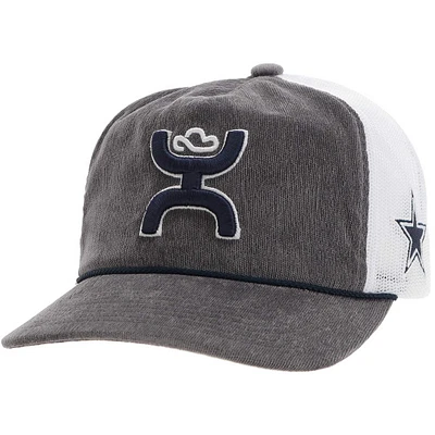 Casquette ajustable en velours côtelé H pour homme HOOey Grey Dallas Cowboys