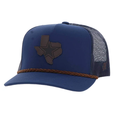 Casquette ajustable en corde pour homme HOOey Navy Dallas Cowboys State Patch