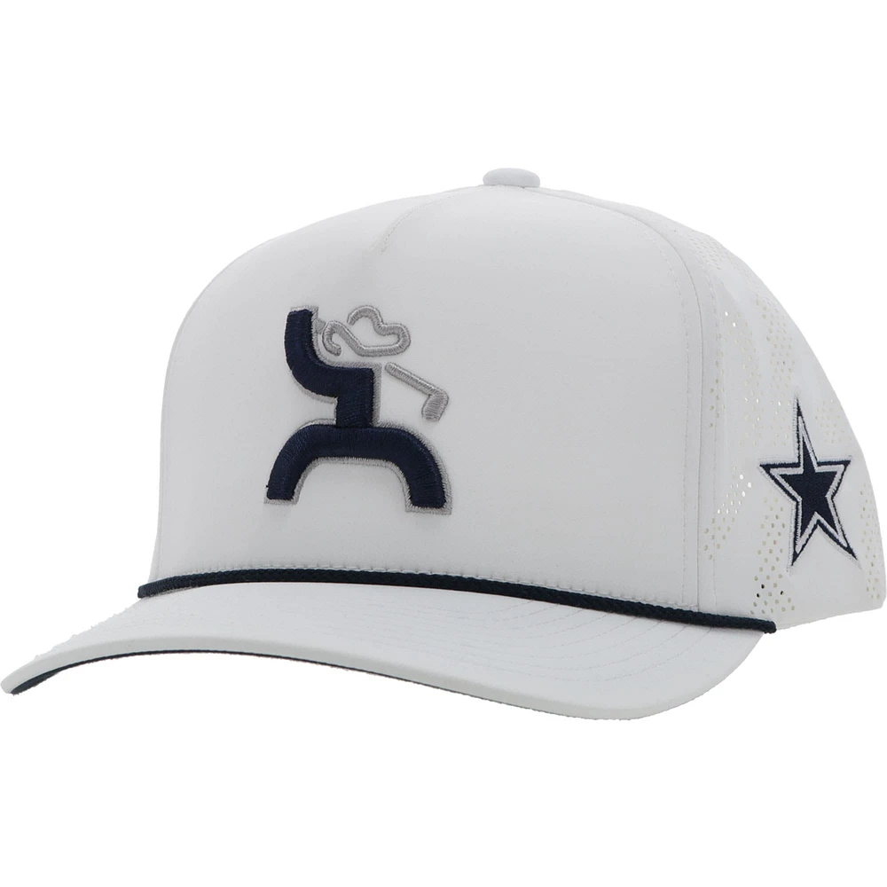 Casquette réglable HOOey Dallas Cowboys Golf Trucker pour homme, blanc