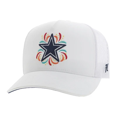 Casquette de camionneur réglable HOOey Dallas Cowboys NFL Fiesta blanche pour hommes