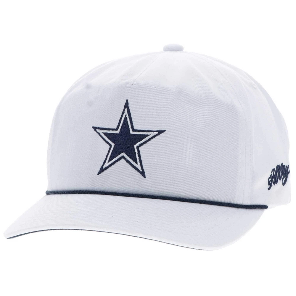 Casquette ajustable en corde avec logo étoile des Cowboys de Dallas pour homme HOOey White