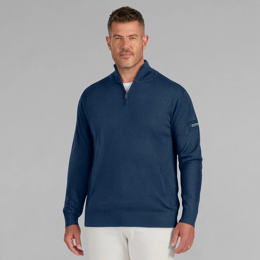 Pull zippé à quart de tour Dallas Cowboys J. Palmer pour homme, bleu marine