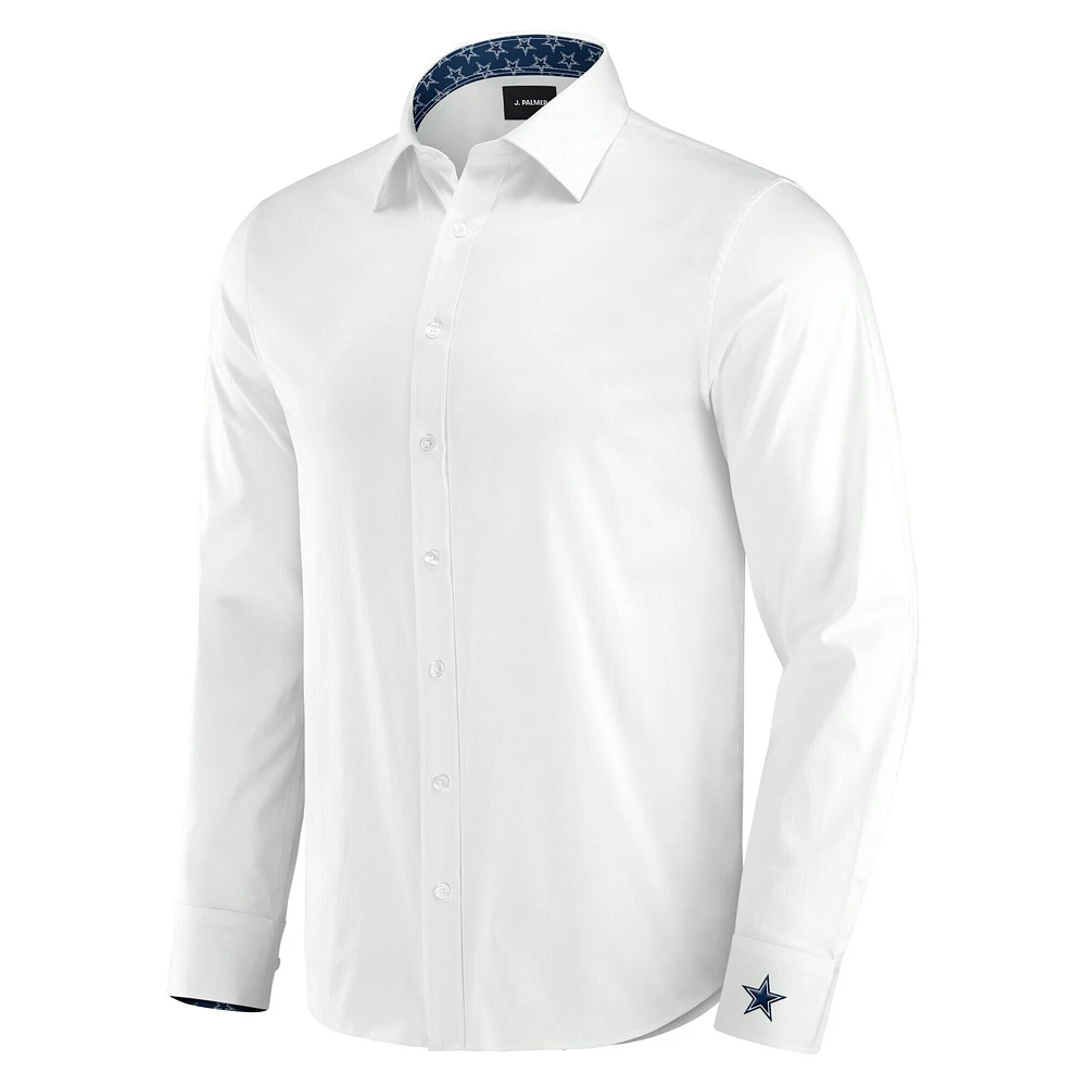 Men's J. Palmer White Dallas Cowboys Man-In-Motion Long Sleeve Button-Up Dress Shirt