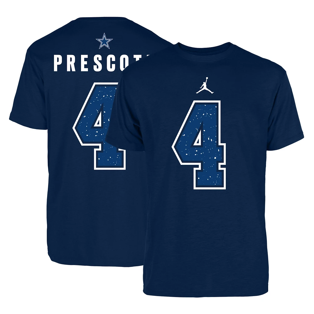 T-shirt avec nom et numéro Jordan Brand Dak Prescott pour hommes, bleu marine, Dallas Cowboys