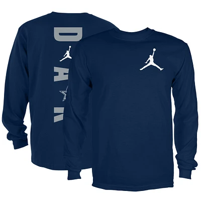 T-shirt à manches longues pour hommes Jordan Brand Dak Prescott bleu marine Dallas Cowboys Player Wordmark Graphic