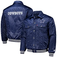 Men's Levi's x Starter Navy Dallas Cowboys Silver Tab Trucker Full-Snap Jacket