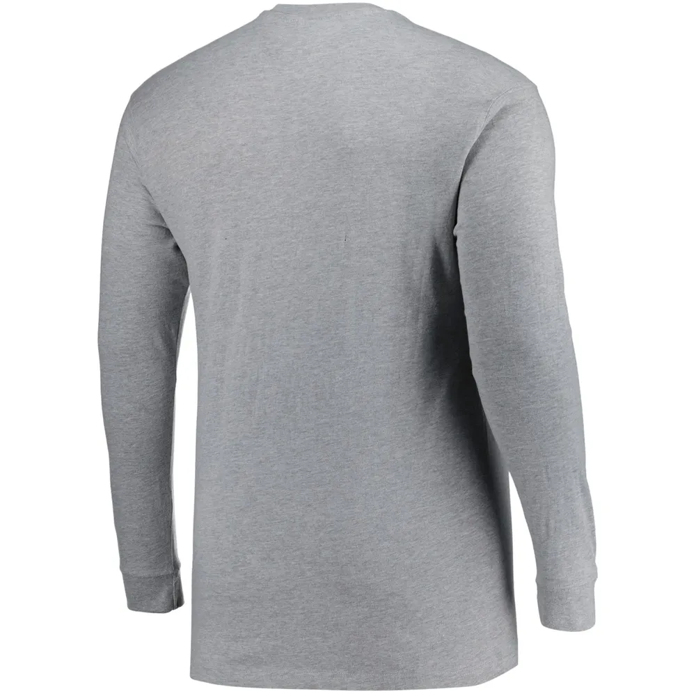 Majestic Heathered Gray Dallas Cowboys Big & Tall Practice T-shirt à manches longues pour homme