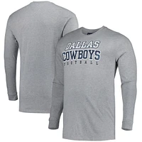 Majestic Heathered Gray Dallas Cowboys Big & Tall Practice T-shirt à manches longues pour homme