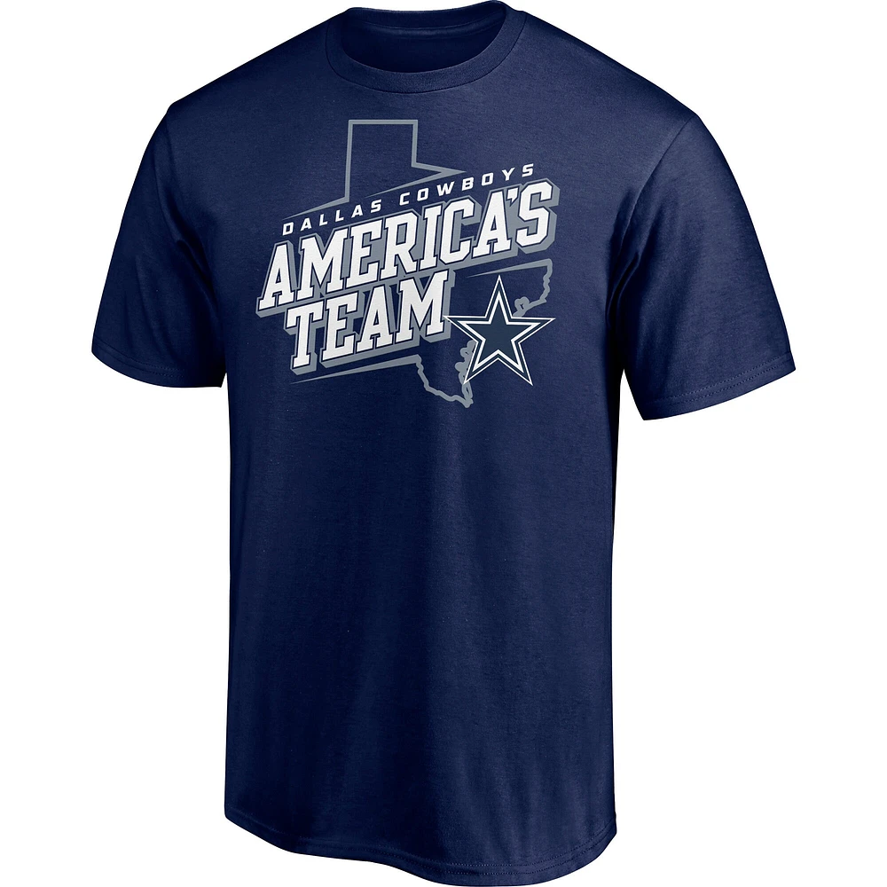 T-shirt pour homme Majestic Navy Dallas Cowboys Hometown Collection State Shape