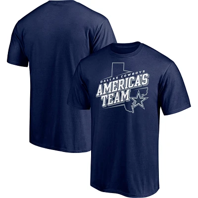 Men's Majestic Navy Dallas Cowboys Hometown Collection State Shape T-Shirt