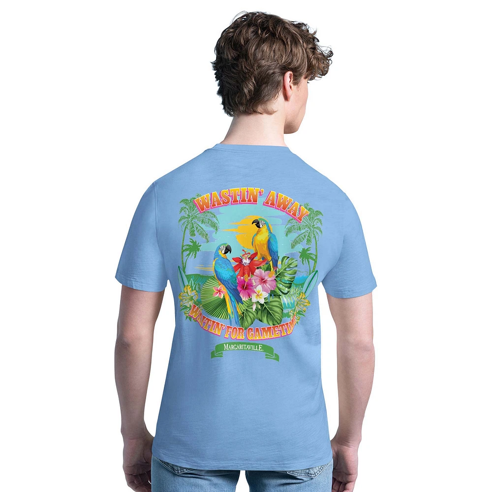 T-shirt bleu clair Margaritaville pour homme des Cowboys de Dallas « Attendez le match »