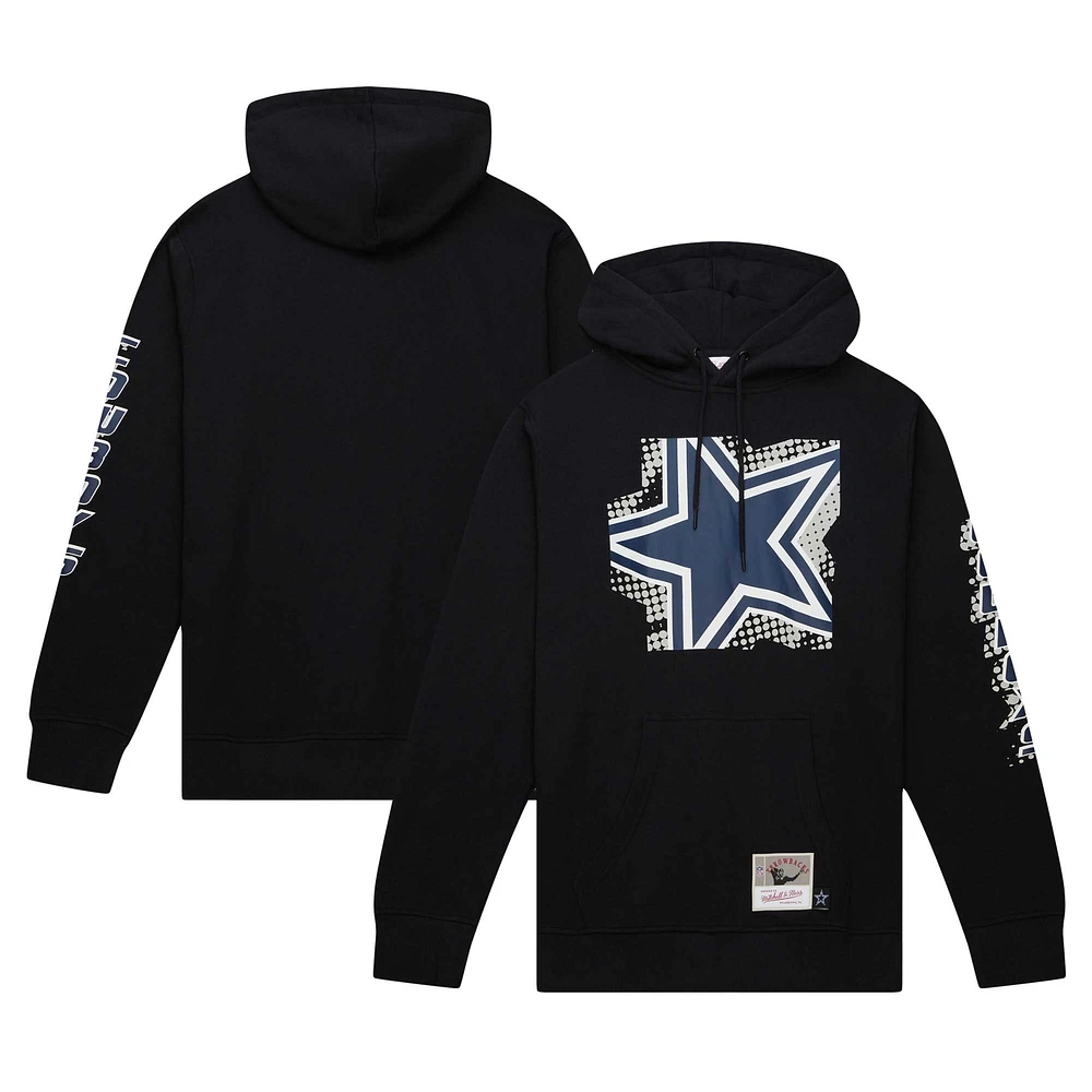 Men's Mitchell & Ness Black Dallas Cowboys Gridiron Classics Big Face 7.0 Pullover Hoodie