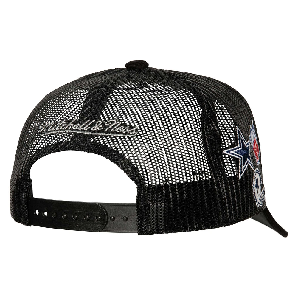 Men's Mitchell & Ness  Black Dallas Cowboys Times Up Trucker Adjustable Hat