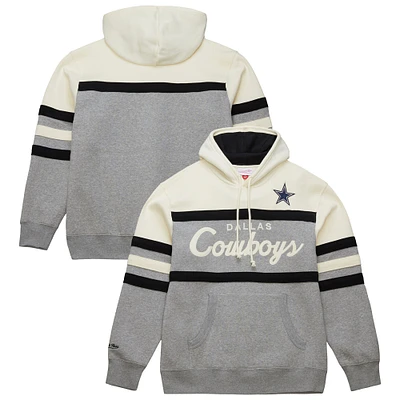 Men's Mitchell & Ness Cream/Gray Dallas Cowboys Head Coach Vintage Logo Pullover Hoodie