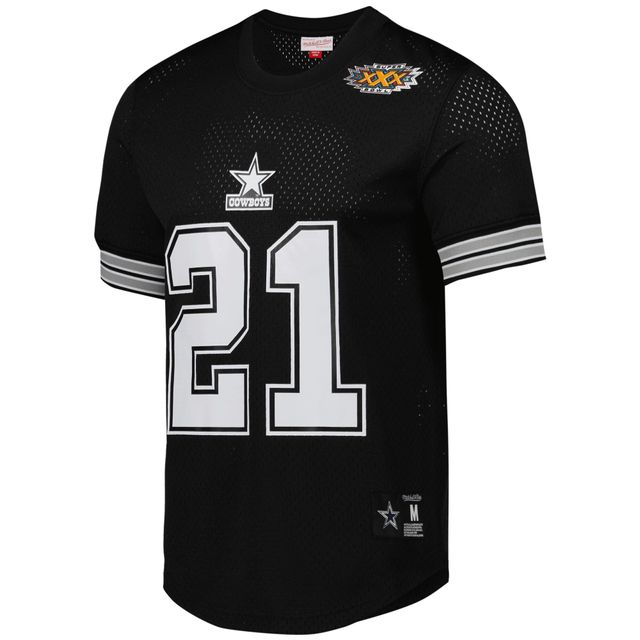 Men's Mitchell & Ness Deion Sanders White Dallas Cowboys Retired Player  Name & Number Mesh Top