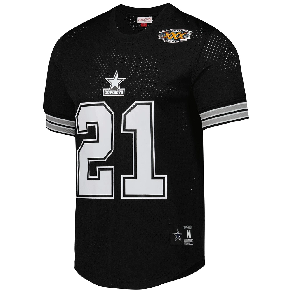 Men's Mitchell & Ness Deion Sanders Black Dallas Cowboys Retired Player Name Number Mesh Top