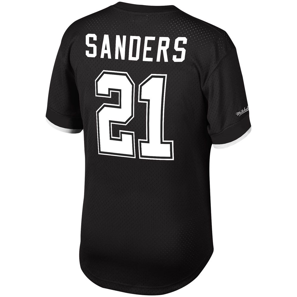 Men's Mitchell & Ness Deion Sanders Black Dallas Cowboys Retired Player Name Number Mesh Top