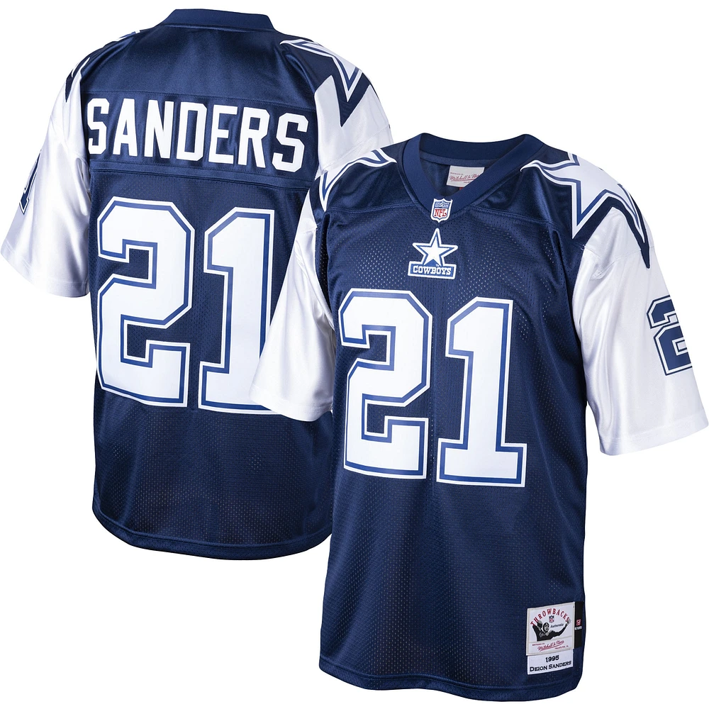 Mitchell & Ness Deion Sanders pour hommes, bleu marine, Dallas Cowboys 1995, maillot authentique de joueur retraité