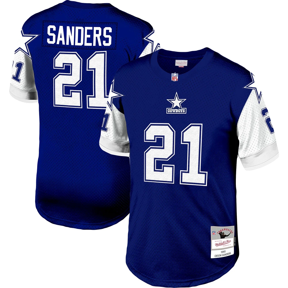 Maillot réplique Mitchell & Ness Deion Sanders bleu marine pour hommes des Dallas Cowboys Legacy