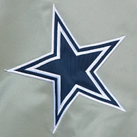 Veste en satin entièrement zippée à motif joueur retraité des Cowboys de Dallas Mitchell & Ness Deion Sanders pour homme, bleu marine