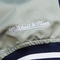 Veste en satin entièrement zippée à motif joueur retraité des Cowboys de Dallas Mitchell & Ness Deion Sanders pour homme, bleu marine