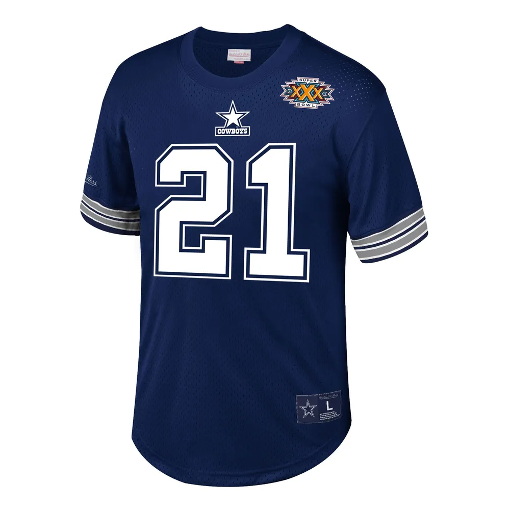 Men's Mitchell & Ness Deion Sanders Navy Dallas Cowboys Retired Player Name Number Mesh Top