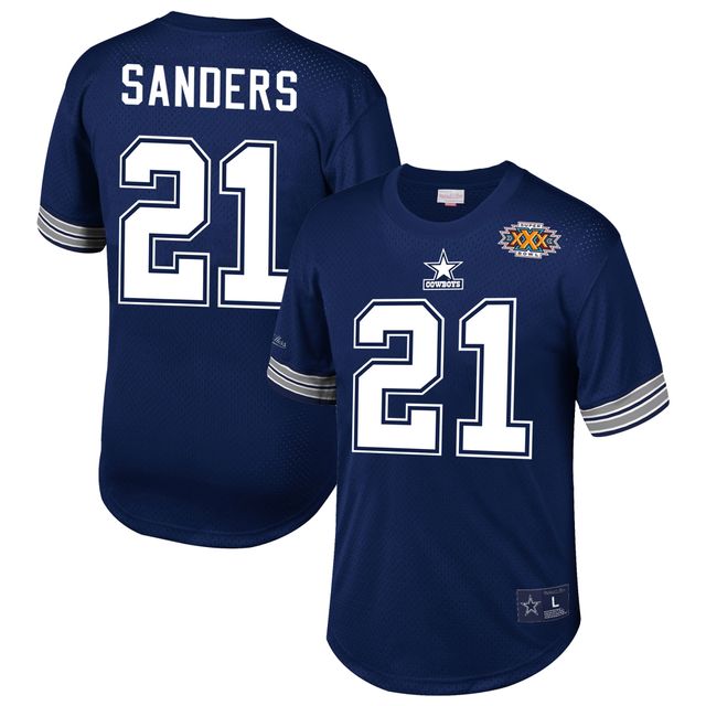 Mitchell & Ness Deion Sanders pour hommes, bleu marine, Dallas Cowboys, nom et numéro du joueur retraité, haut en maille