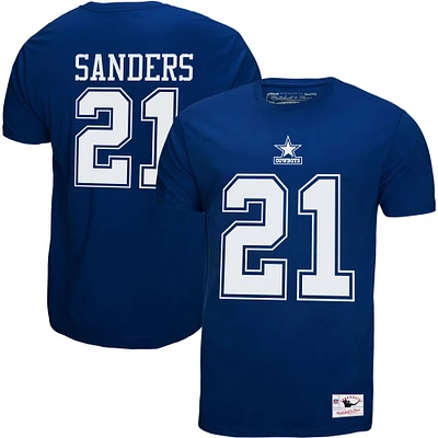 Men's Mitchell & Ness Deion Sanders Royal Dallas Cowboys Retired Player Logo Name Number T-Shirt