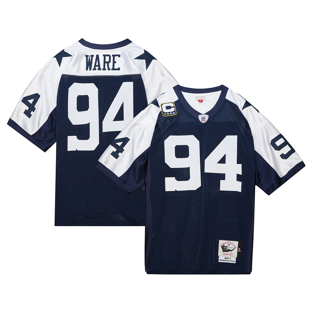 Maillot de joueur retraité authentique Throwback 2011 Mitchell & Ness DeMarcus Ware Navy Dallas Cowboys pour hommes