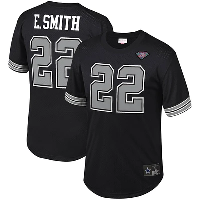 Haut en maille noir avec nom et numéro du joueur retraité Mitchell & Ness Emmitt Smith des Dallas Cowboys pour hommes