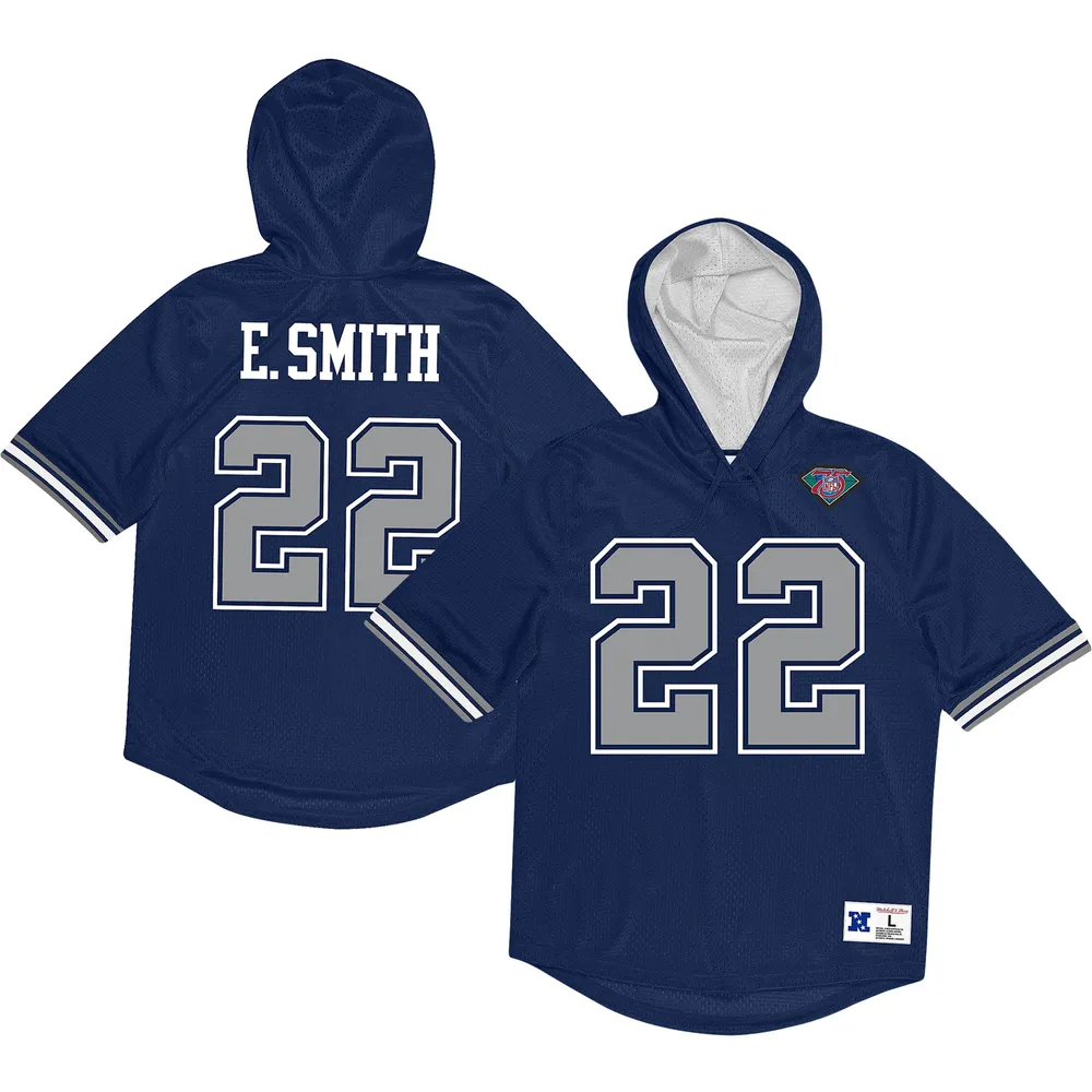 Lids Emmitt Smith Dallas Cowboys Mitchell & Ness Retired Player Mesh Name  Number Hoodie T-Shirt - Navy