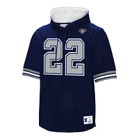 T-shirt à capuche en maille avec nom et numéro de joueur retraité Mitchell & Ness Emmitt Smith Navy Dallas Cowboys pour hommes