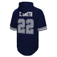 T-shirt à capuche en maille avec nom et numéro de joueur retraité Mitchell & Ness Emmitt Smith Navy Dallas Cowboys pour hommes