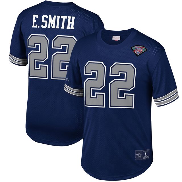 Mitchell & Ness Emmitt Smith Navy Dallas Cowboys Nom et numéro du joueur retraité pour hommes - Haut en maille